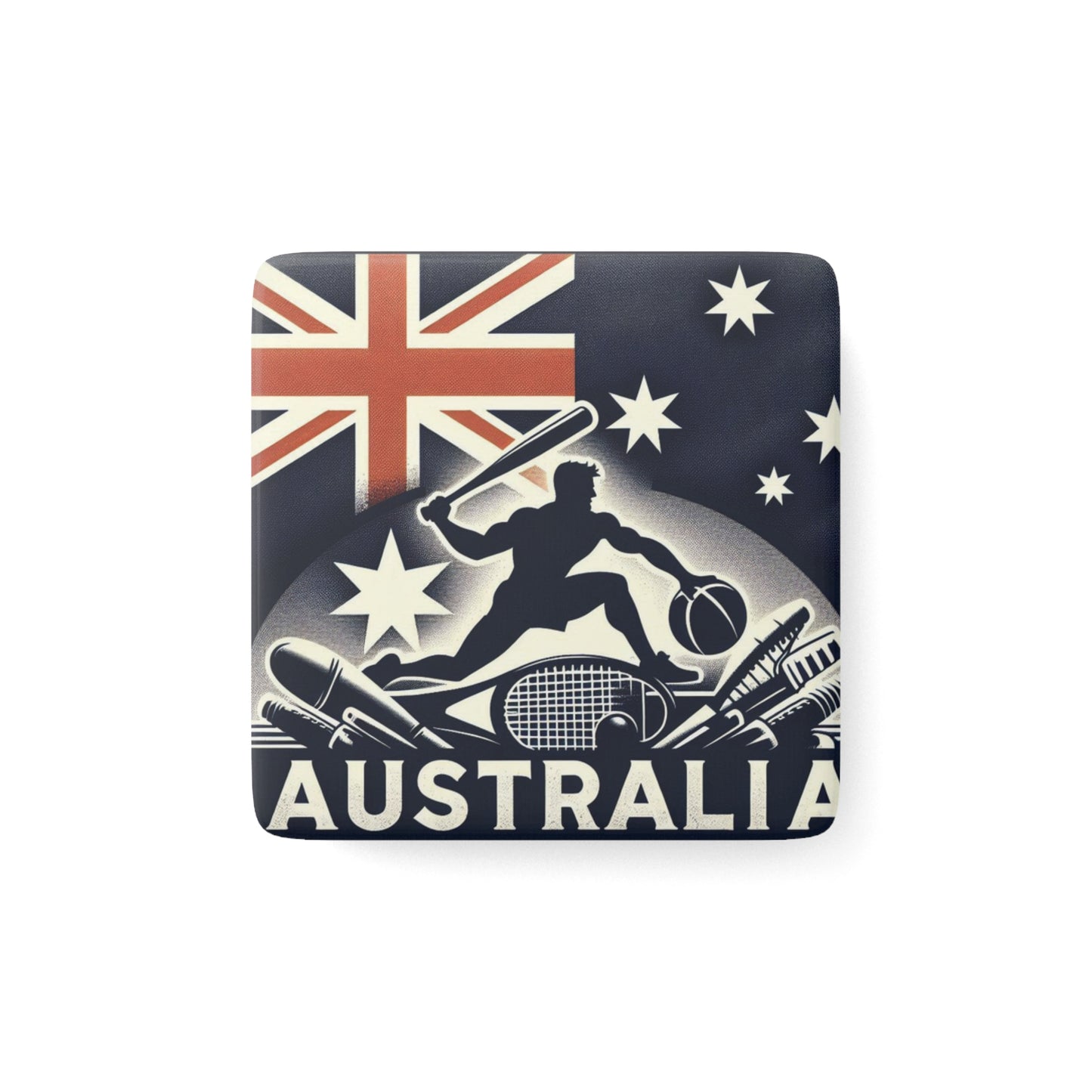 Flag Village Australia Flag Sporting Porcelain Magnet, Square AUS0005