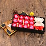 Flag Village Valentine's Day Gift Box Soap Flower Tanabata Festival Creative Gift Eternal Flower 12 Bear Rose Soap Flower
