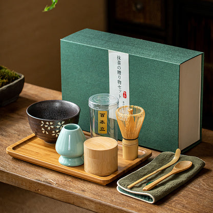 Flag Village Tea Bowl Matcha Brushing Tea Tool Set Japanese Gift Box
