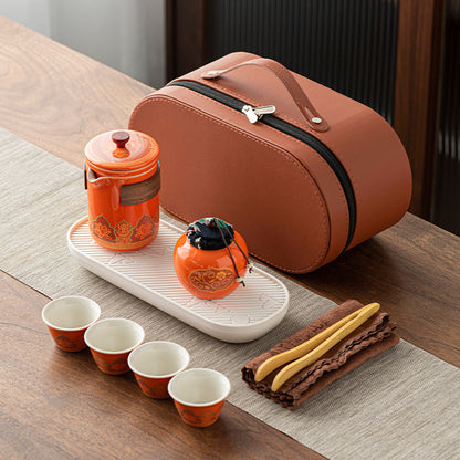 Flag Village Tea Set Suit Ceramic One Pot Four Cups Gift Box