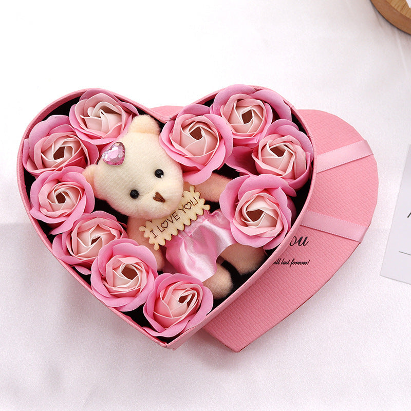 Flag Village Soap Flower Heart-shaped Rose Gift Box Valentine's Day Mother's Day Gift