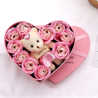 Flag Village Soap Flower Heart-shaped Rose Gift Box Valentine's Day Mother's Day Gift