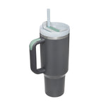 Flag Village 40 Oz Tumbler With Handle Straw Insulated, Stainless Steel Spill Proof Vacuum Coffee Cup Tumbler With Lid Tapered Mug Gifts For Valentine Lover Suitable For Car Gym Office Travel