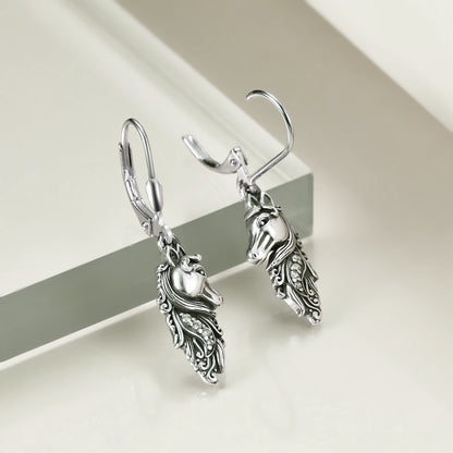 Flag Village Sterling Silver Horse Dangle Drop Leverback Earrings Jewelry Gifts