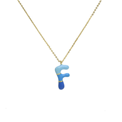 Flag Village Brass Epoxy Capsule 26 Letter Necklace For Women Initial Alphabet Pendant Necklace Fashion Link Chain Jewelry Gifts
