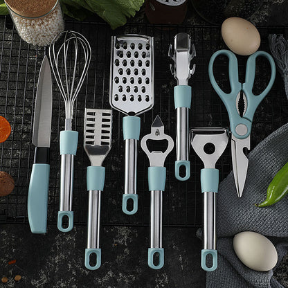 Flag Village Stainless Steel Kitchen Gadgets Household Kitchen Utensils Tray Peeler Egg Beating Scissors Gifts