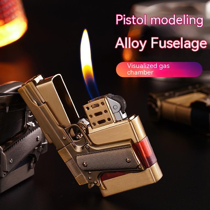 Flag Village Pistol Shape Metal Gas Lighters With Gift Box Packaging