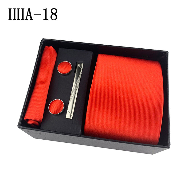Flag Village Paisley Men's Tie Square Cuff Tie Clip Gift Set Business Casual Tie Black Gift Box