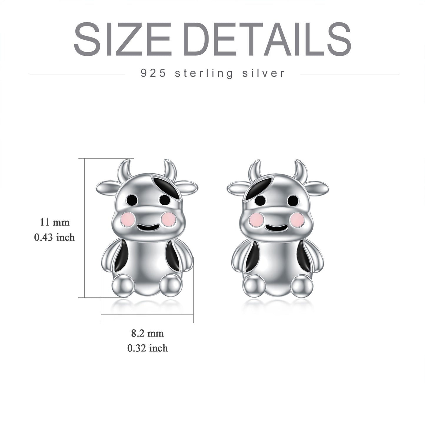 Flag Village Cow Earrings Sterling Silver Cow Jewelry Animal Stud Earrings Cow Gifts for Women Teens Birthday