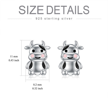 Flag Village Cow Earrings Sterling Silver Cow Jewelry Animal Stud Earrings Cow Gifts for Women Teens Birthday