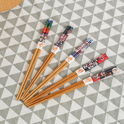 Flag Village Factory Supply Japanese Style Lucky Cat Cartoon Cute Bamboo Chopsticks Five Pairs Set Gift Box Chopsticks