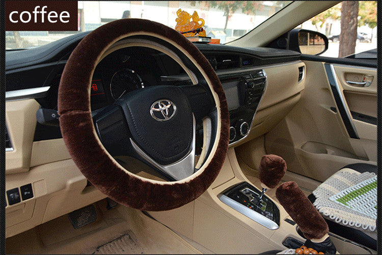 Flag Village Auto Tools Winter Wool Car Cover Plush Steering Wheel Cover