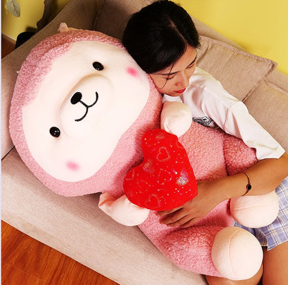 Flag Village New Heart-hugging Alpaca Plush Toy Cute Sheep Doll Large Pillow Ragdoll Girls' Gifts