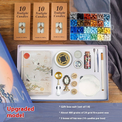 Flag Village Powerful Manufacturers DIY Retro Sealing Wax Seal Set Tool Outfit Antique Fire Paint Seal Gift Box Creative Gift