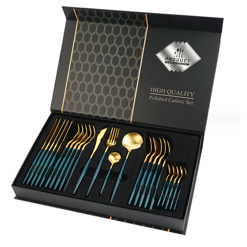 Flag Village Gift Box Stainless Steel Tableware 24-piece Set