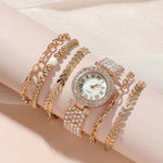 Flag Village Diamond Women's Bracelet Watch Luxury Fashion Gift Box Watch Bracelet Six-piece Set