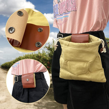 Flag Village Outdoor Picking Multifunctional Bag, Hanging Waist Kit, Waist Strap Bag, Folding Canvas Kit Canvas Fruit Harvest Pouch For Jungle Camping Hiking Hunting, Foldable