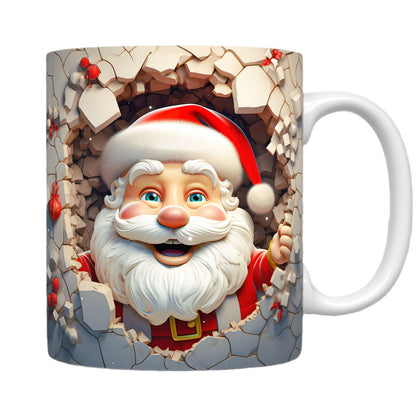 Flag Village Creative 3D Christmas Ceramic Mug Unique Space Design Snowman Santa Coffee Cup Tea Milk Mug Christmas Gifts For Kids Adults Kitchen Gadgets