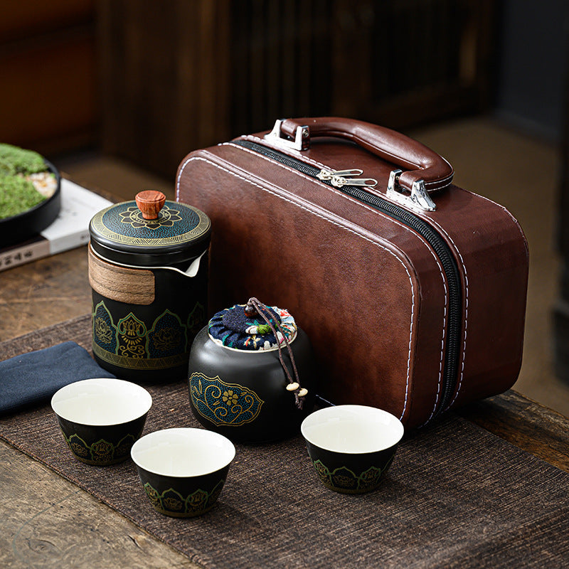 Flag Village Tea Set Suit Ceramic One Pot Four Cups Gift Box