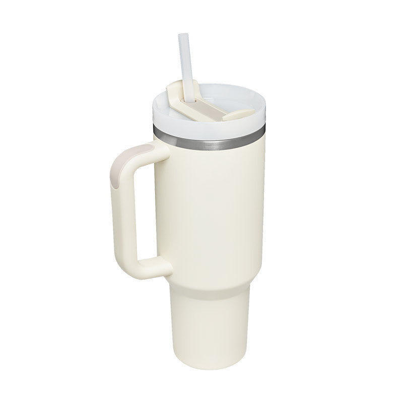 Flag Village 40 Oz Tumbler With Handle Straw Insulated, Stainless Steel Spill Proof Vacuum Coffee Cup Tumbler With Lid Tapered Mug Gifts For Valentine Lover Suitable For Car Gym Office Travel