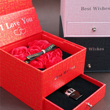 Flag Village Double Life Rose Jewelry Packaging Gift Box