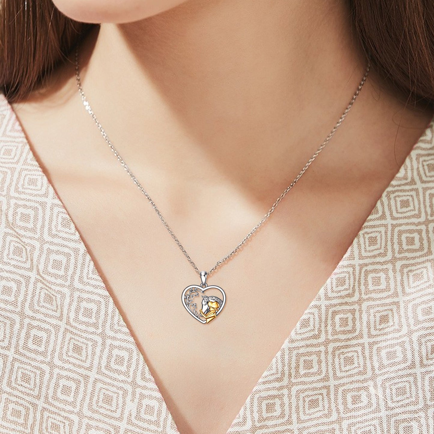 Flag Village Horse Boys Girls Pendant Necklace Gifts Locket Necklace that holds pictures for Family