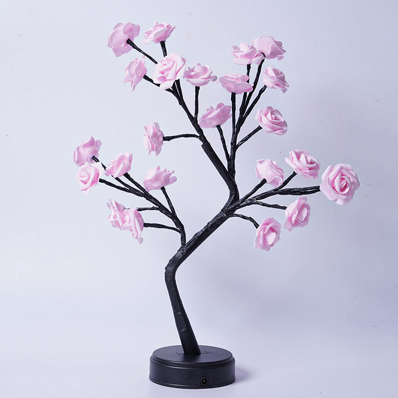 Flag Village Table Lamp Flower Tree Rose Lamps Fairy Desk Night Lights USB Operated Gifts For Wedding Valentine Christmas Decoration