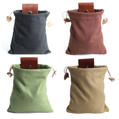 Flag Village Leather Foraging Bag Mushroom Foraging Bag Canvas Foraging Pouch Collapsible For Hiking Camping Hunting Foraging Bag