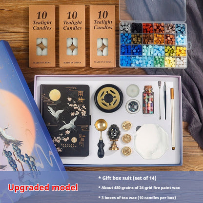 Flag Village Powerful Manufacturers DIY Retro Sealing Wax Seal Set Tool Outfit Antique Fire Paint Seal Gift Box Creative Gift