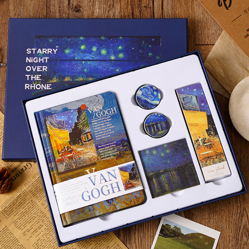 Flag Village Oil Painting Hand Account Set Creative Art Notebook Notepad Gift Box