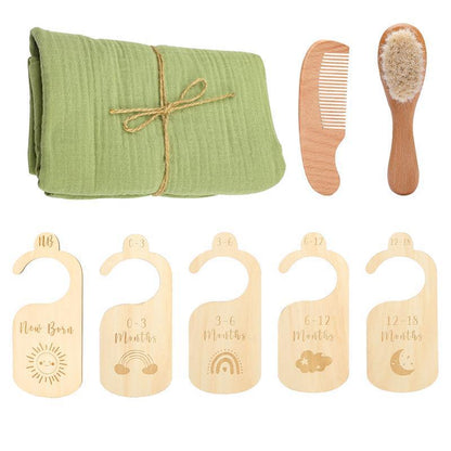 Flag Village Baby Born Gift Set Wool Brush Baby Skin-friendly Bath Towel Baby One Month Old One Hundred Days Gift Box