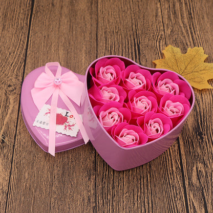 Flag Village Soap Flower Gift Box Valentine's Day Gift Mother's Day Creative Gifts Bear Flower Rose Heart Shaped Tin Box