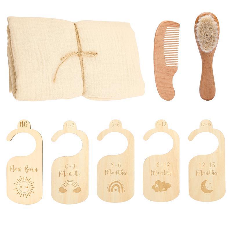 Flag Village Baby Born Gift Set Wool Brush Baby Skin-friendly Bath Towel Baby One Month Old One Hundred Days Gift Box