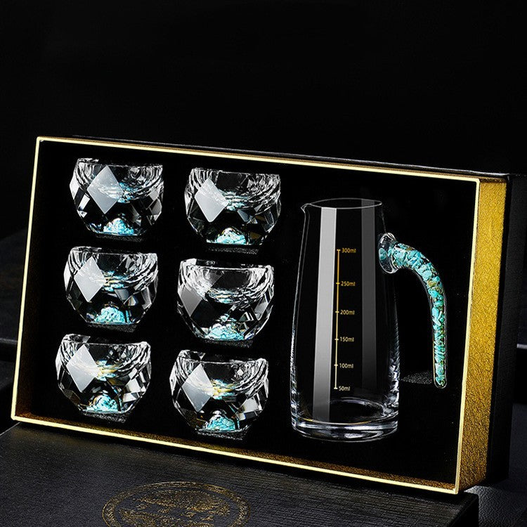Flag Village Household Wineglass Set Asterism Turquoise Star Diamond Wine Glass Simple Gift Box