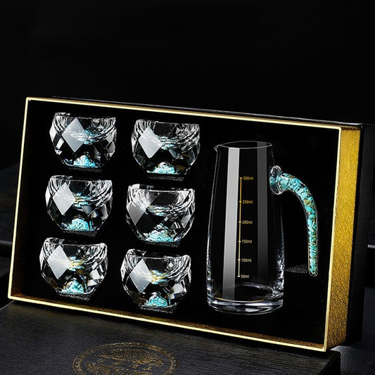 Flag Village Household Wineglass Set Asterism Turquoise Star Diamond Wine Glass Simple Gift Box