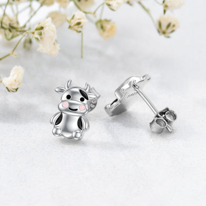 Flag Village Cow Earrings Sterling Silver Cow Jewelry Animal Stud Earrings Cow Gifts for Women Teens Birthday