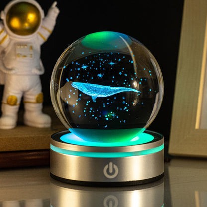 Flag Village Creative 3D Inner Carving Luminous Crystal Ball Colorful Gradient Small Night Lamp Home Decorations Gifts Selection