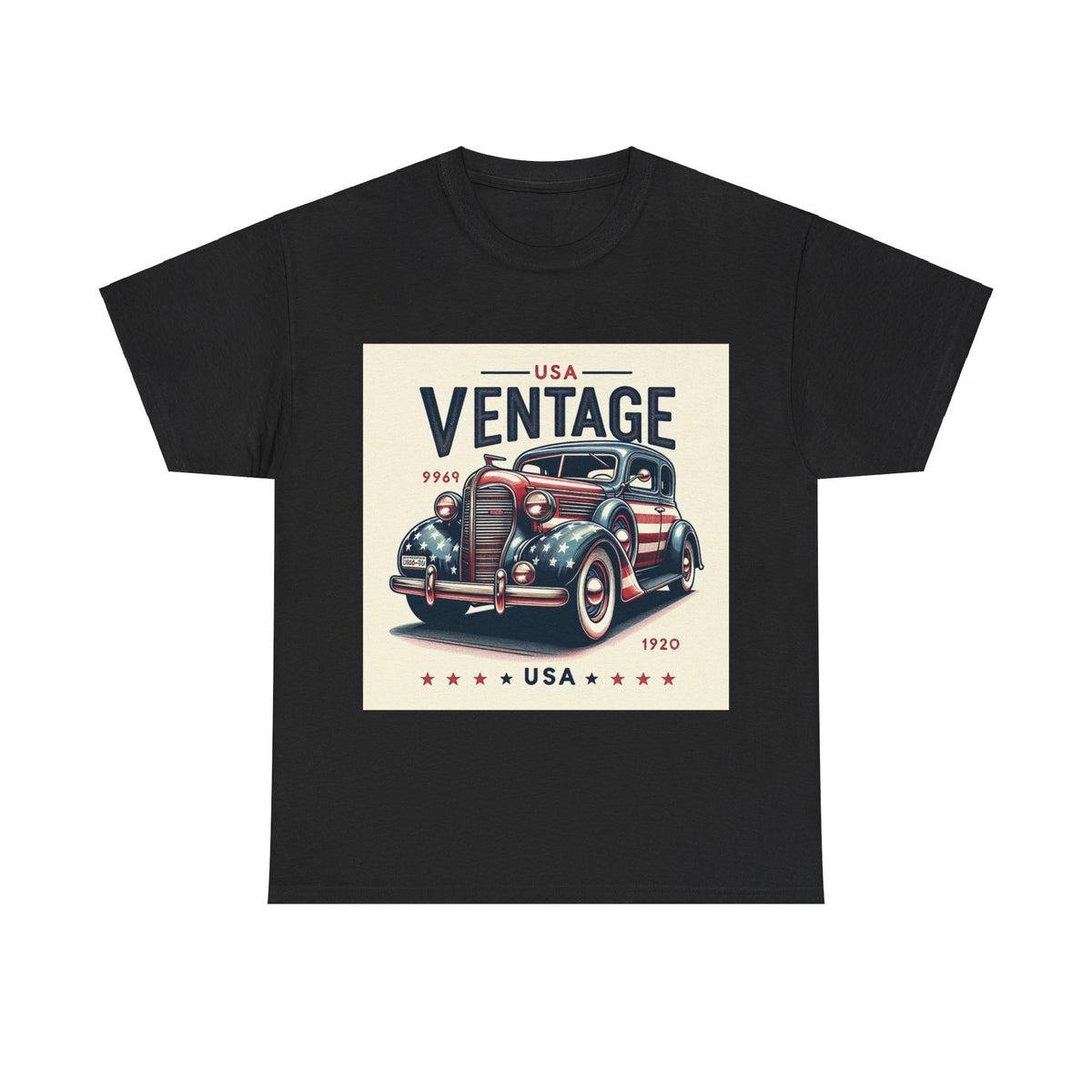 Flag Village USA Vintage Car Flag T-SHIRT Heavy Cotton Tee USA0019