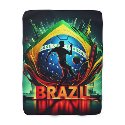Flag Village BRAZIL Sporting Flag Sherpa Fleece Blanket BRA0007