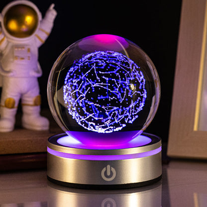 Flag Village Creative 3D Inner Carving Luminous Crystal Ball Colorful Gradient Small Night Lamp Home Decorations Gifts Selection