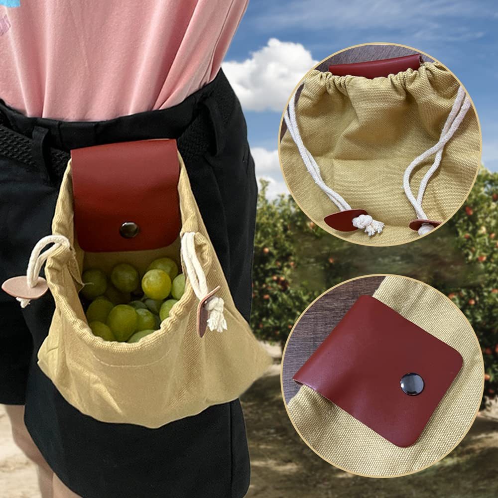 Flag Village Outdoor Picking Multifunctional Bag, Hanging Waist Kit, Waist Strap Bag, Folding Canvas Kit Canvas Fruit Harvest Pouch For Jungle Camping Hiking Hunting, Foldable