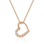 Flag Village S925 Sterling Silver Love Heart Pendant Necklace For Women Fashion Jewelry Ladies Gold Color Clavicle Chain High Quality Jewelry Gifts
