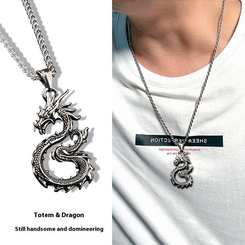 Flag Village Fashion Jewelry Dragon Sword Pendant Necklace Paved Black Color Jewelry For Men Boy Christmas Gifts