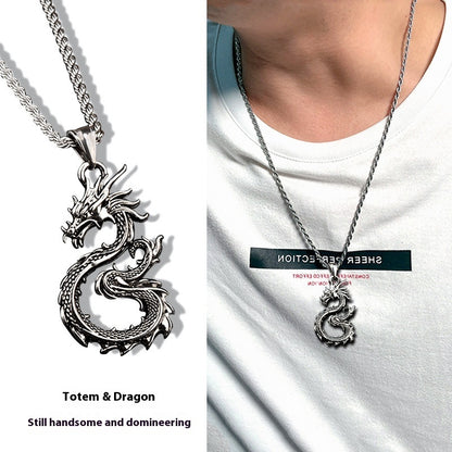 Flag Village Fashion Jewelry Dragon Sword Pendant Necklace Paved Black Color Jewelry For Men Boy Christmas Gifts