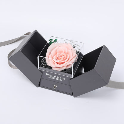 Flag Village Preserved Flower Gift Box Finished Acrylic Jewelry Box