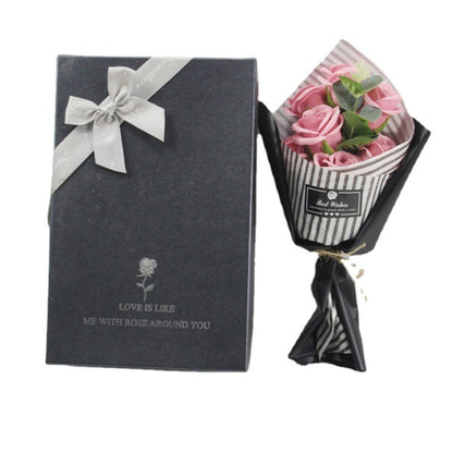 Flag Village Soap Flower Bear Gift Box Birthday Gift Mother's Day 7 Carnation Valentine's Day Gift Box