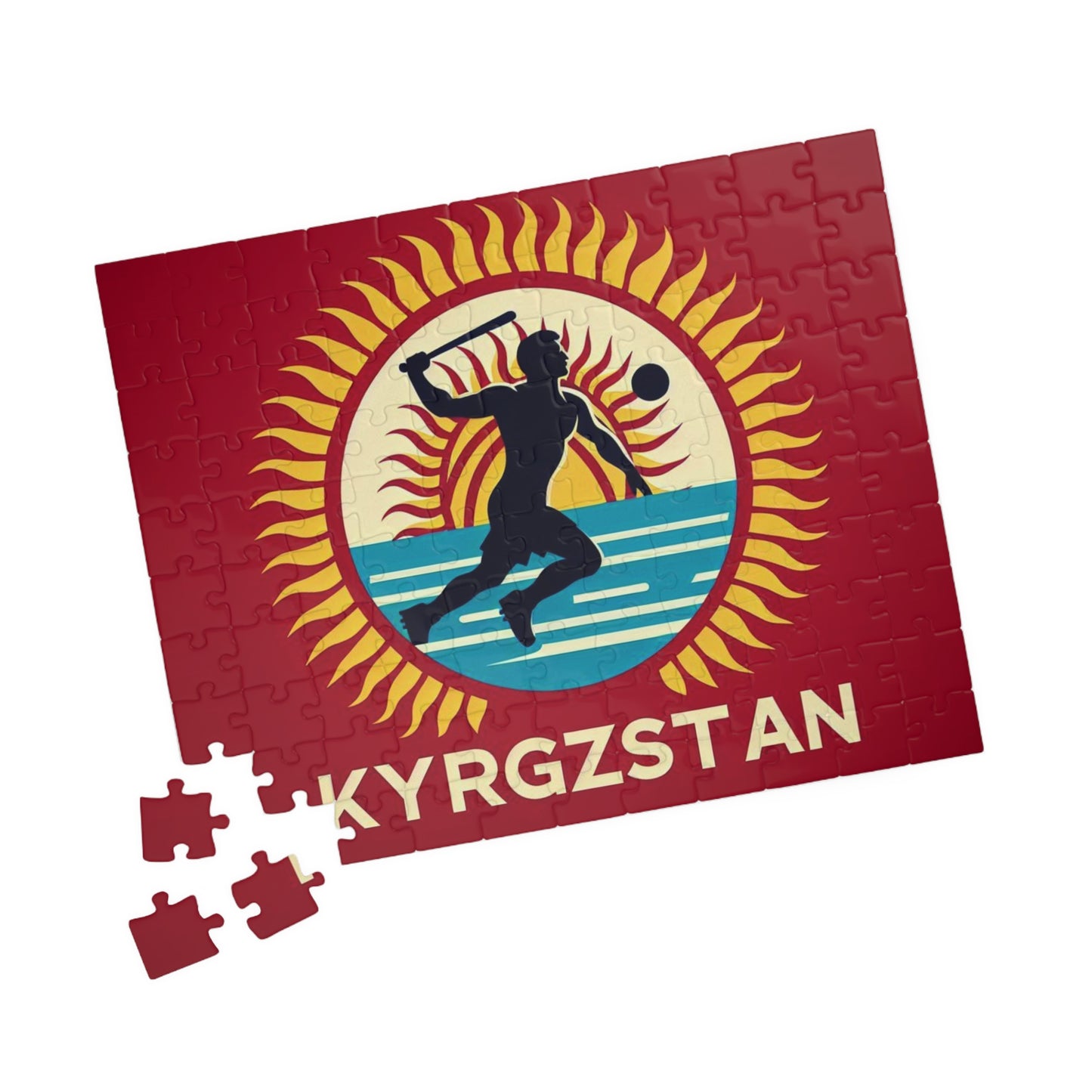 Flag Village Kyrgyzstan Sporting Flag Puzzle (110, 252, 520, 1014-piece) KGZ0001