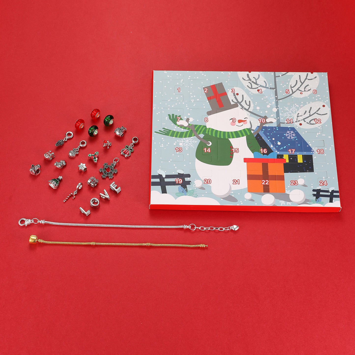 Flag Village Christmas Jewelry Calendar Gift Box Set Diy Beaded Blind Box Bracelet