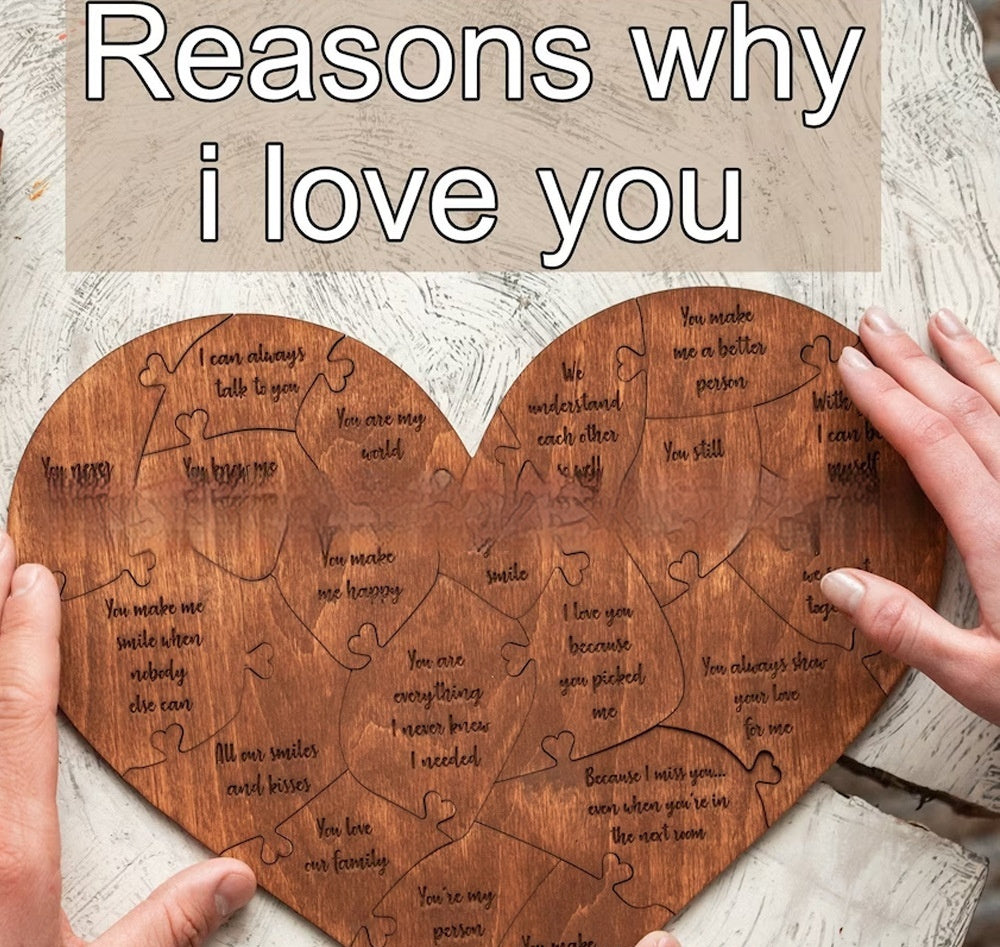 Flag Village Reasons Why I Love You Wooden Heart Puzzle Romantic Love Jigsaw Puzzle Wedding Anniversary For Wife Husband Birthday Gifts Valentine's Day Gift