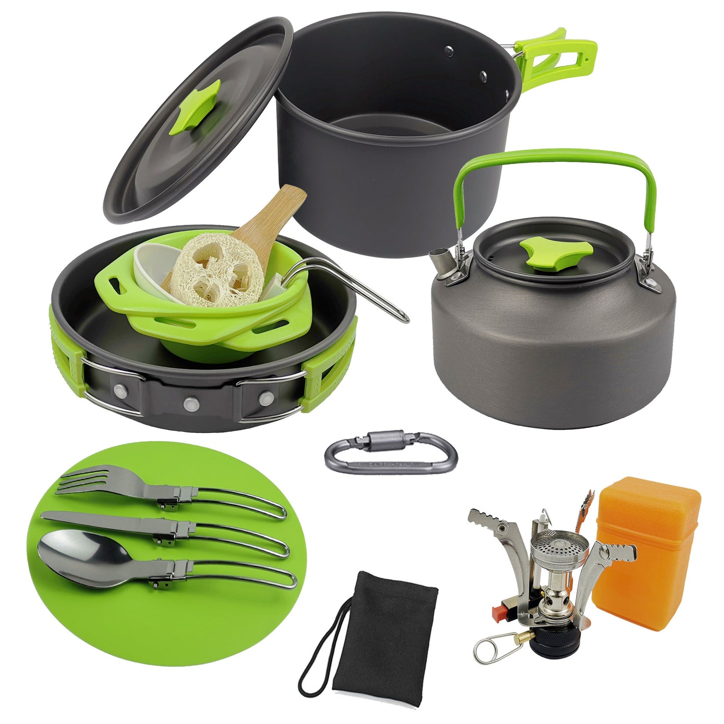 Flag Village Camping Teapot Set Pot Stove Set 2-3 People Picnic Stove Tableware